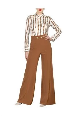 Elisabetta Franchi Wijde Broeken Trousers Brown -Elisabetta Franchi Winkel 4aa5fb932a56df3c532aab16381afd35