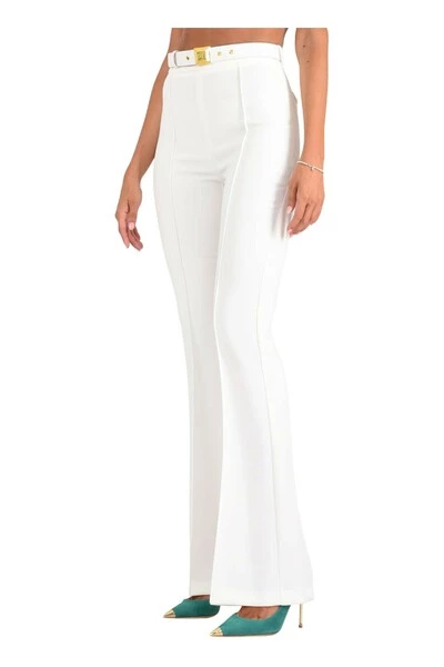 Vrijetijds Broeken ELISABETTA FRANCHI Flared Trousers White 2 Vrijetijds Broeken ELISABETTA FRANCHI Flared Trousers White - Afbeelding 2