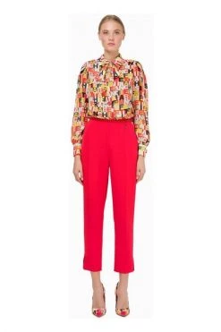Elisabetta Franchi Pantalons High -wool Pants Red -Elisabetta Franchi Winkel 4afed8990c5cf92f27aba7f635f4f2a1