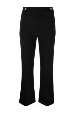Elisabetta Franchi Broeken Studded Flared Crop Trousers Black