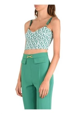 Shirts ELISABETTA FRANCHI Crop Top Green -Elisabetta Franchi Winkel 4d494b4d196f09f17af40bac3934b1d4