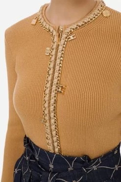 Elisabetta Franchi Sweaters Round-neck Knitwear Brown -Elisabetta Franchi Winkel 4d5ba2f26d94534a2fa42e1e920cb539