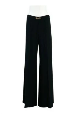 Elisabetta Franchi Wijde Broeken Trousers Black