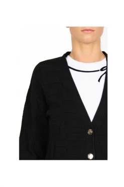 Elisabetta Franchi Vesten CARDIGAN LUNGO OVERSIZE Black -Elisabetta Franchi Winkel 4e429d9f037ed8c01dd53b9ab228a538