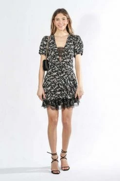 Elisabetta Franchi Casual Jurken Mini Dress With Micro Flower Print Black -Elisabetta Franchi Winkel 4f88153f3c87b564b54ef64ebcf5e86e