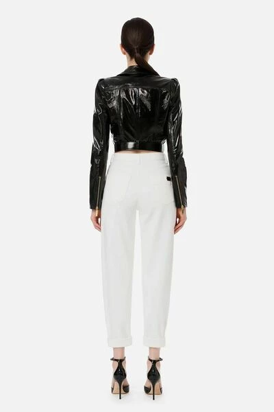 Elisabetta Franchi Pantalons Tapered Trousers White 3 Elisabetta Franchi Pantalons Tapered Trousers White - Afbeelding 3