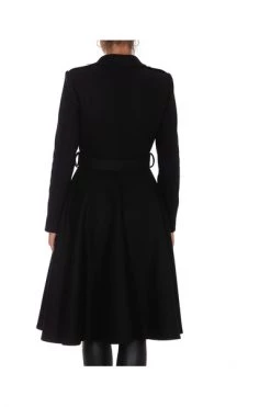 Elisabetta Franchi Trenchcoats & Mantels Double-Breasted Military Coat Black