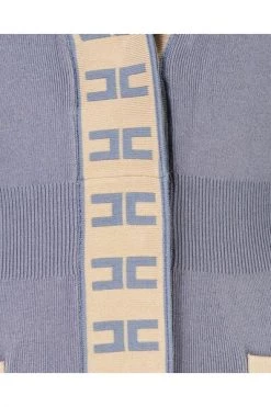 Elisabetta Franchi Vesten Long Cardigan With Logo Purple -Elisabetta Franchi Winkel 514674a3230acc14352fe949132117fe