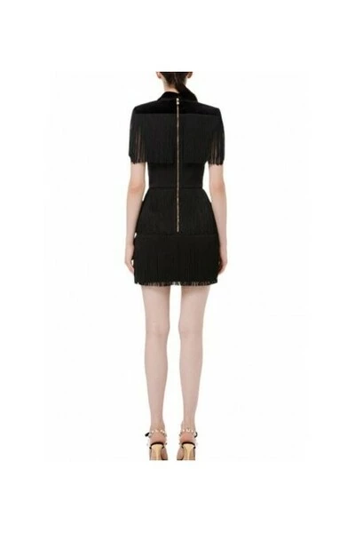 Elisabetta Franchi Casual Jurken Fringed Dress With Maxi Studs And Logo Black 1 Elisabetta Franchi Casual Jurken Fringed Dress With Maxi Studs And Logo Black