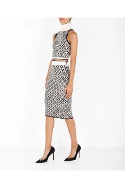 Elisabetta Franchi Midirokken Rhombus Drawing Tube Skirt Gray