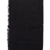 Elisabetta Franchi Sjaals Pashmina Jacquard Disegno Lettering Black