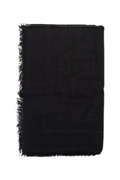 Elisabetta Franchi Sjaals Pashmina Jacquard Disegno Lettering Black