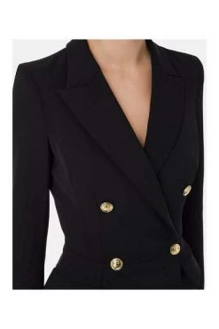Elisabetta Franchi Blazers Double-Breasted Jacket With Logoed Buttons Black -Elisabetta Franchi Winkel 524907d1fe7dabb3cfc0c99ecc29c28c