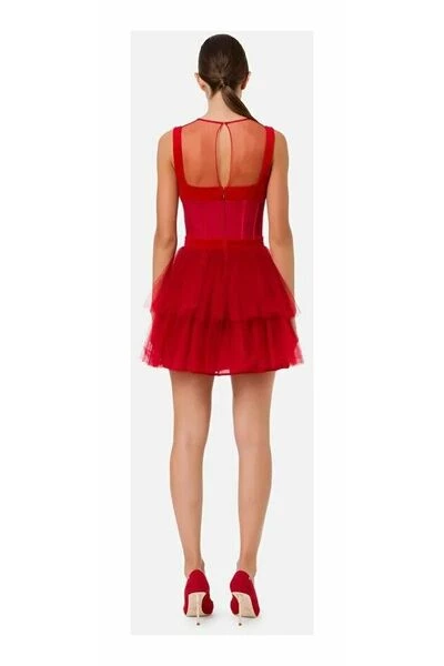 Elisabetta Franchi Feestjurken Party Dresses Red 2 Elisabetta Franchi Feestjurken Party Dresses Red - Afbeelding 2