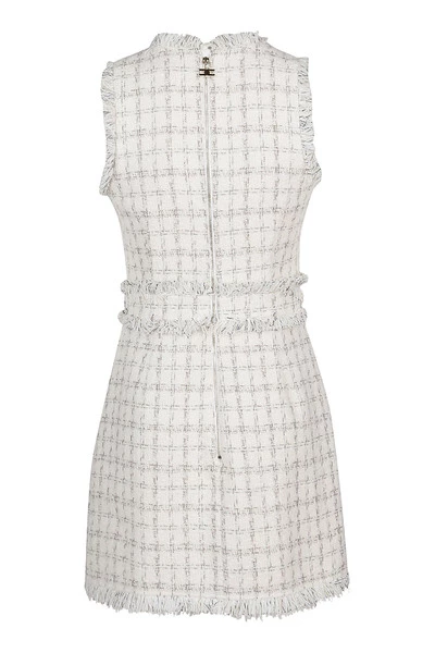 Elisabetta Franchi Casual Jurken Mini Dress In Check Print Tweed White 3 Elisabetta Franchi Casual Jurken Mini Dress In Check Print Tweed White - Afbeelding 3