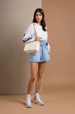 Denim Shorts ELISABETTA FRANCHI High Waisted Jeans With Belt Blue -Elisabetta Franchi Winkel 539ed8819552f370a6d99832c376e68c