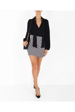 Elisabetta Franchi Blouses Georgette Shirt With Maxi Chain Accessory Black