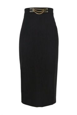 Elisabetta Franchi Kokerrokken Chain Logo Pencil Skirt Black -Elisabetta Franchi Winkel 554ab755f903989f9f6149eb7cdd986a