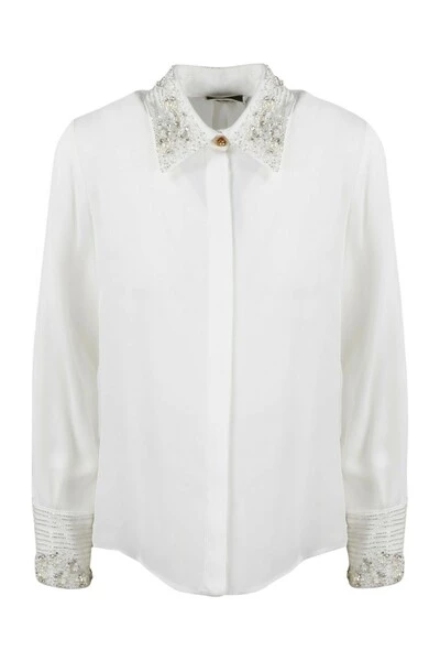 Elisabetta Franchi Longsleeve Shirts PEARL DETAILS SHIRT White 3 Elisabetta Franchi Longsleeve Shirts PEARL DETAILS SHIRT White - Afbeelding 3