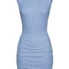 Elisabetta Franchi Casual Jurken Mini Dress In Jersey Fabric With Golden Charm Blue