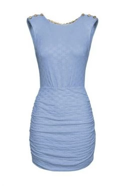 Elisabetta Franchi Casual Jurken Mini Dress In Jersey Fabric With Golden Charm Blue