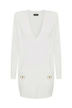 Elisabetta Franchi Casual Jurken AM75S21E2_360 Dress White -Elisabetta Franchi Winkel 57350b7ee3233ce0a938f68dfb862a0c