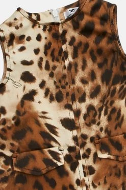 Elisabetta Franchi Jurken Maculed Satin Chips Brown -Elisabetta Franchi Winkel 57bd67e19ebfd46c95ae9342b33060e1