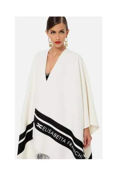 Elisabetta Franchi Poncho's Capes White 1 Elisabetta Franchi Poncho's Capes White