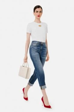 Elisabetta Franchi Cropped Jeans Blue -Elisabetta Franchi Winkel 5bcd6623c22ce5ce76fd3cad49fafe19