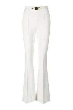Wijde Broeken ELISABETTA FRANCHI IVORY FLARE TROUSERS White