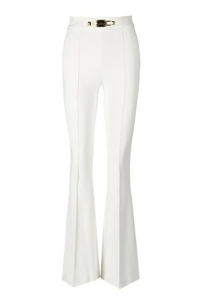 Wijde Broeken ELISABETTA FRANCHI IVORY FLARE TROUSERS White 1 Wijde Broeken ELISABETTA FRANCHI IVORY FLARE TROUSERS White