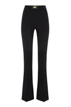 Elisabetta Franchi Wijde Broeken Flare Trousers Black