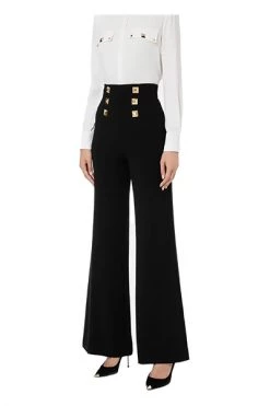 Elisabetta Franchi Wijde Broeken Wide Trousers Black