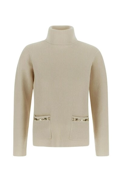 Elisabetta Franchi Coltruien Roll-Neck Jumper Beige 2 Elisabetta Franchi Coltruien Roll-Neck Jumper Beige - Afbeelding 2