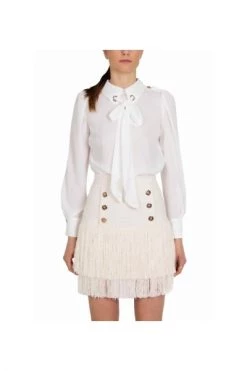 Elisabetta Franchi Casual Jurken Separable Dress With Shirt And Fringed Skirt White -Elisabetta Franchi Winkel 60cf0142e545692efcd22b6e41cc0326