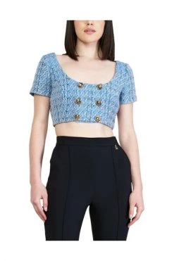 Elisabetta Franchi Shirts Top Tweed Blue