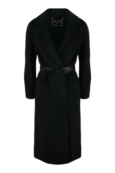 Elisabetta Franchi Trenchcoats & Mantels Coats Black 1 Elisabetta Franchi Trenchcoats & Mantels Coats Black