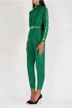 Elisabetta Franchi Jumpsuits & Tuinbroeken Logo Belt Jumpsuit Green -Elisabetta Franchi Winkel 622d70c96c2b7a08d9b925b5159c118a
