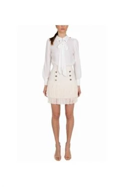 Elisabetta Franchi Casual Jurken Separable Dress With Shirt And Fringed Skirt White -Elisabetta Franchi Winkel 622e1c6317b74346cd5f5b0c06823910