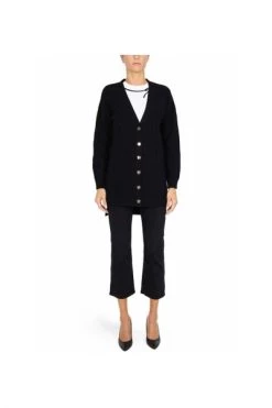 Elisabetta Franchi Vesten CARDIGAN LUNGO OVERSIZE Black