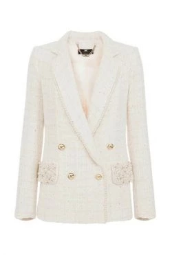 Elisabetta Franchi Blazers Jackets White -Elisabetta Franchi Winkel 62b6f2496d72b2221f79e0f1a8a520c2