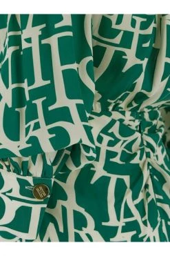 Elisabetta Franchi Casual Jurken All-Over Logo Butter Dress Green -Elisabetta Franchi Winkel 6350897329da8062f6cad00c24d68637