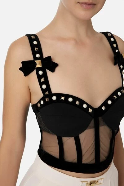 Elisabetta Franchi Sleeveless Tops Black 2 Elisabetta Franchi Sleeveless Tops Black - Afbeelding 2