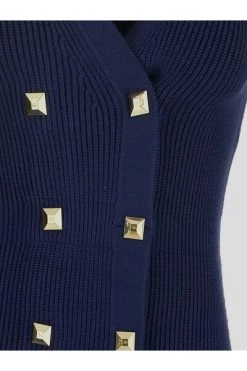 Elisabetta Franchi Trenchcoats & Mantels Double-Breasted Coat Dress With Studded Buttons Blue -Elisabetta Franchi Winkel 651892dec2a50b6379f3175195ed5e35