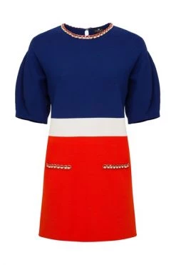 Elisabetta Franchi Casual Jurken Kortketenige Detail Verzorgd Blue