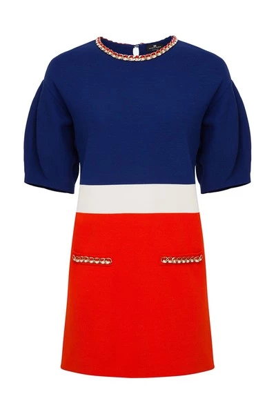 Elisabetta Franchi Casual Jurken Kortketenige Detail Verzorgd Blue 1 Elisabetta Franchi Casual Jurken Kortketenige Detail Verzorgd Blue