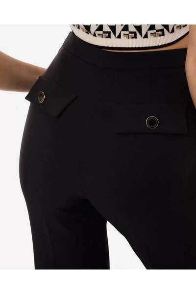 Elisabetta Franchi Wijde Broeken Wide Trousers Black 4 Elisabetta Franchi Wijde Broeken Wide Trousers Black - Afbeelding 4