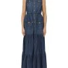 Elisabetta Franchi Maxi Jurken Denim Maxi Dress Blue