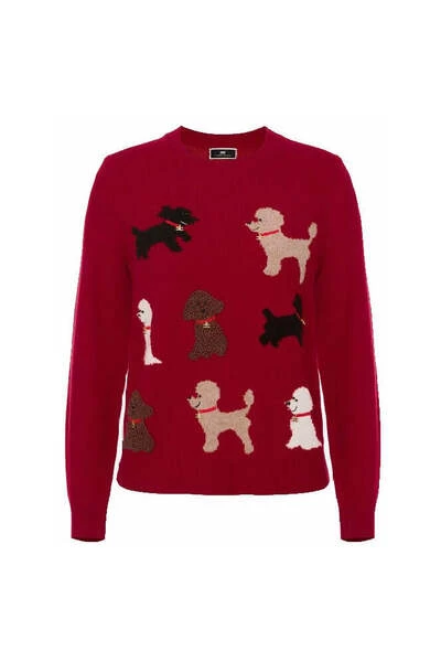 Elisabetta Franchi Sweaters Round-neck Knitwear Red 3 Elisabetta Franchi Sweaters Round-neck Knitwear Red - Afbeelding 3