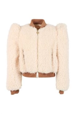 Elisabetta Franchi Jasjes Faux-Shearling Cropped Jacket Brown -Elisabetta Franchi Winkel 67f9beb6cdf3f05e406b765ff7acc4f9